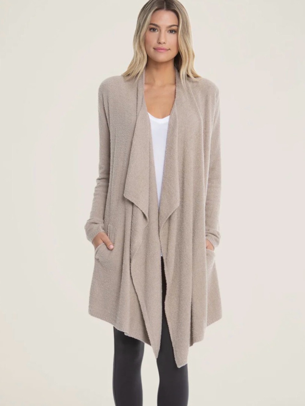CozyChic Lite® Island Wrap - Cozy Open-Front Drape Cardigan - Taupe NEVER WORN